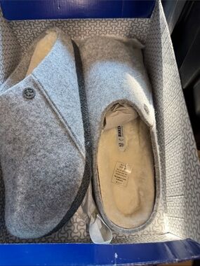 Birkenstock Grey Felt Wool Lined Clog Slippers